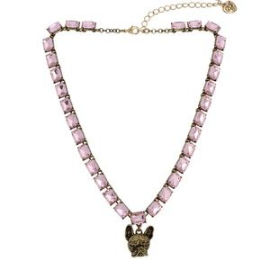 Betsey Johnson Frenchie Pendant Tennis Necklace
